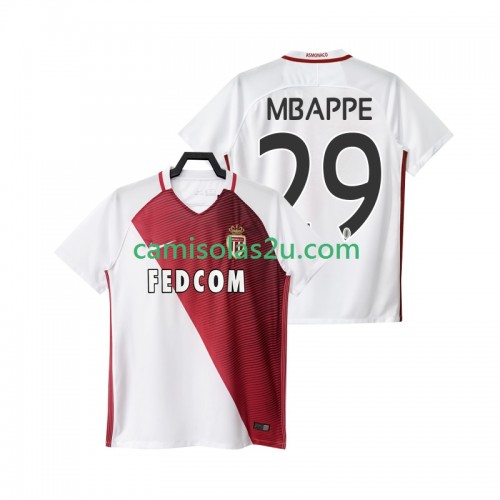 Camisolas de futebol AS Monaco Mbappé 29 2016 2017 Equipamento Principal Manga Curta Camisolas de futebol AS Monaco Mbappé 29 2016 2017 Equipamento Principal Manga Curta